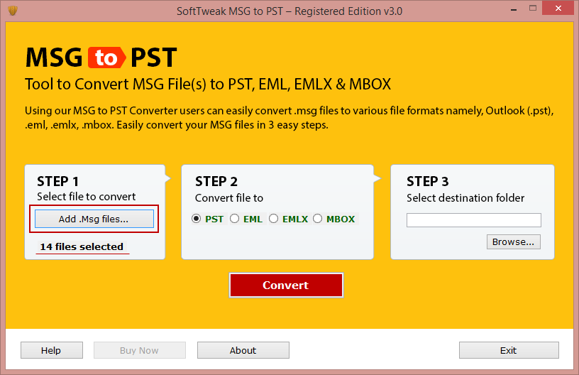 Change .msg to .pst 3.2