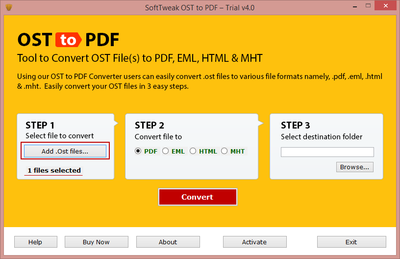 Transfer OST File to PDF 4.2.1